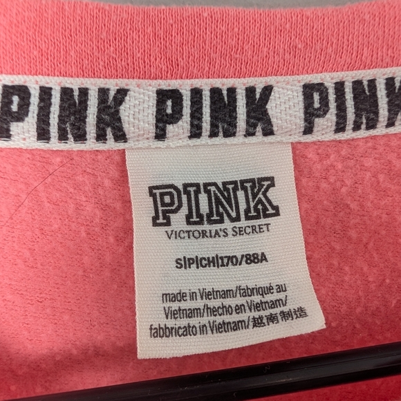 Victoria's Secret PINK Crew Pullover Sweatshirt Size Small Pink/Black Logo - Picture 4 of 4